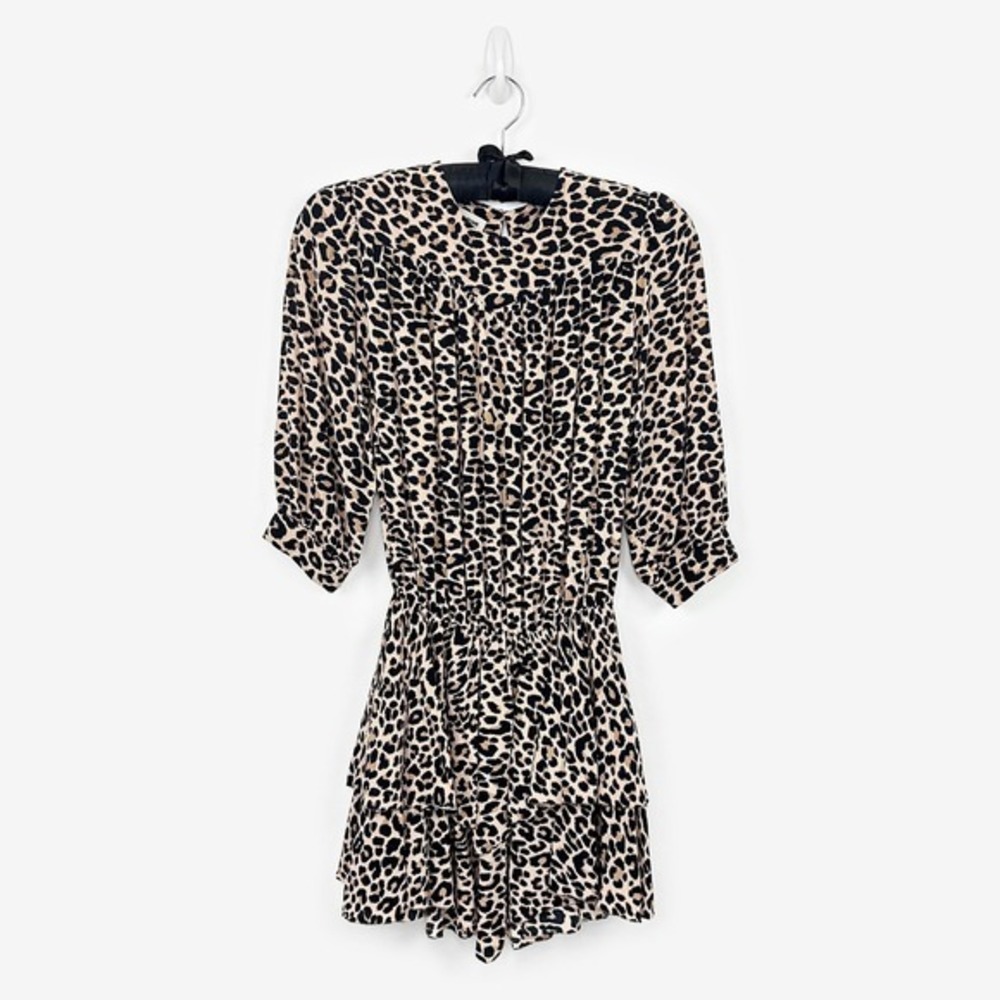 Zadig & Voltaire Rooka Leo Mini Dress Size XS Animal Print Tiered Edgy Glam